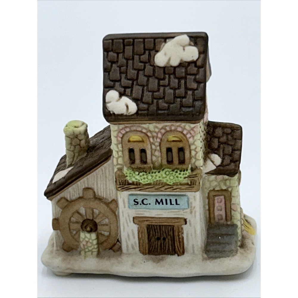Minature Olde Town Village Porcelain S.C. Mill 4 1/8" Tall 1993 Christmas Figure
